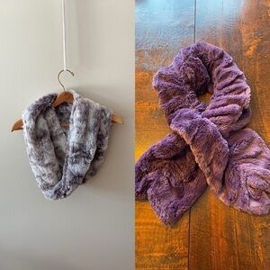 Minky Scarves Bundle of 2 Grey Purple